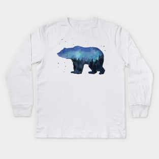 Galaxy Forest Bear Kids Long Sleeve T-Shirt
